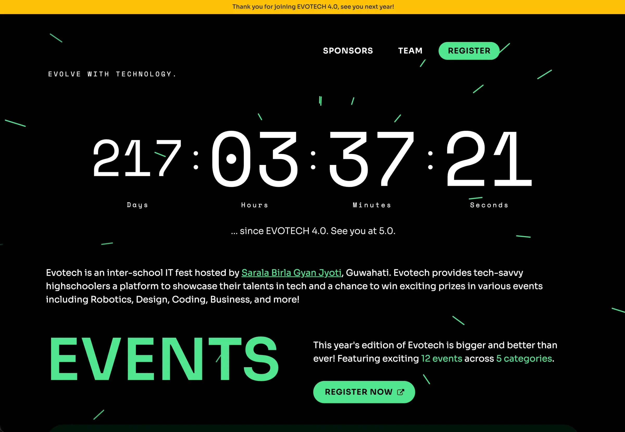Evotech 4.0 website designed and developed for evotechfest.com